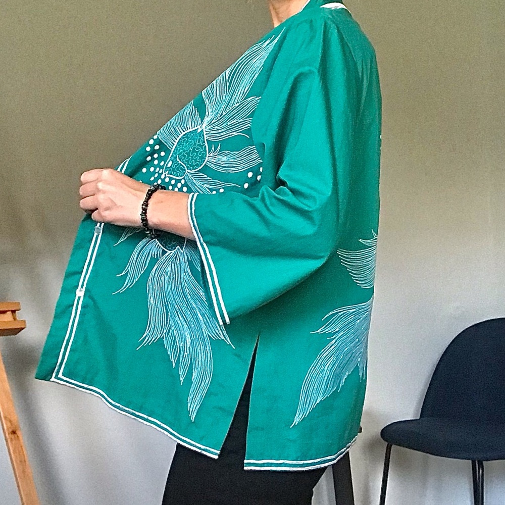 Vintage Teal Embroidered Tunic Top - Picture 8 of 14